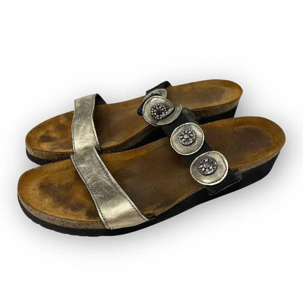 Naot Marissa Wedge Comfort Sandals Bronze Metal Leather Women’s Size EU 41 US 10